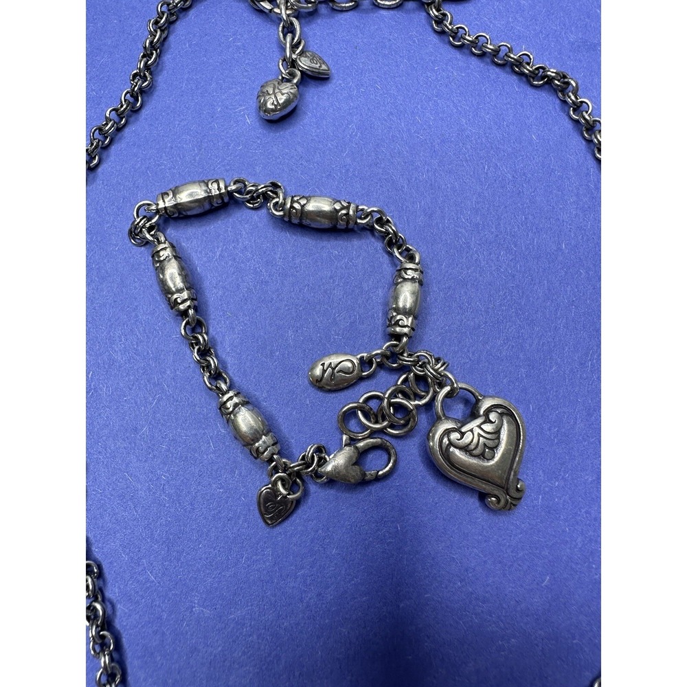 Brighton Necklace Bracelet Set Heart Creative Memories Silver Barrel Links - Picture 4 of 13